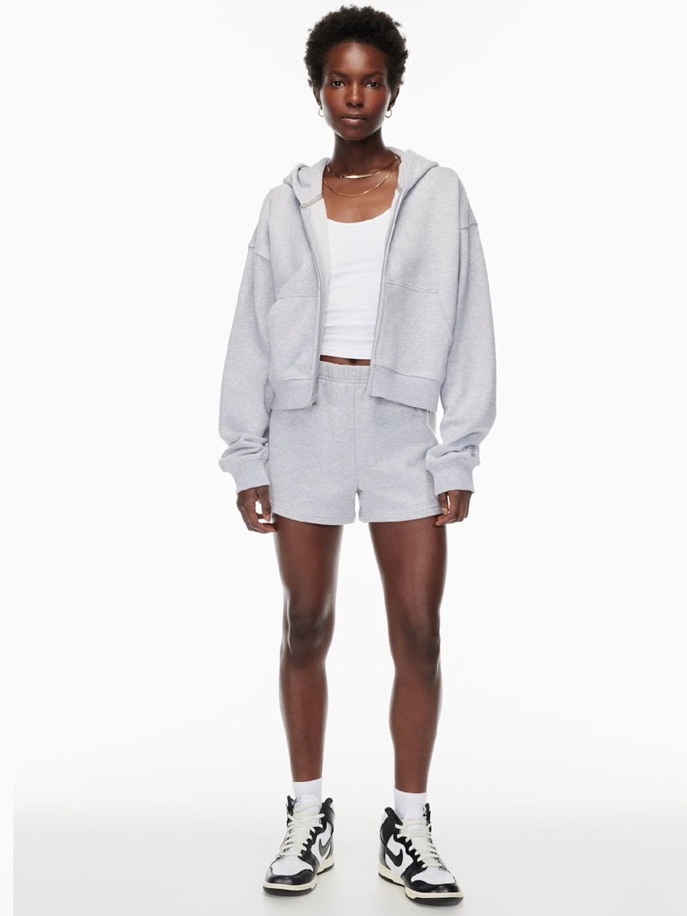 Aritzia Tna Cozy Light Heather Grey Terry Fleece Boyfriend Boxy Zip Hoodie Small